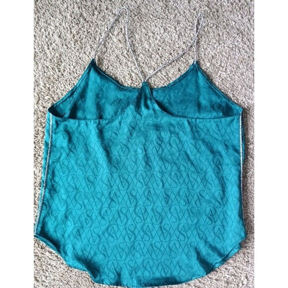 Victoria’s Secret Satin Racerback Camisole Tank Top Size Small Green VS Logo - Picture 6 of 6